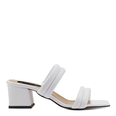White Double Strap Heeled Mules