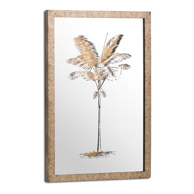 Metallic Mirrored Brass Palm Wall Art