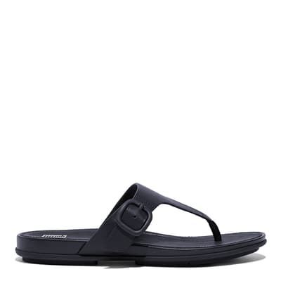 Midnight Navy Gracie Rubber Double Buckle Leather Slides