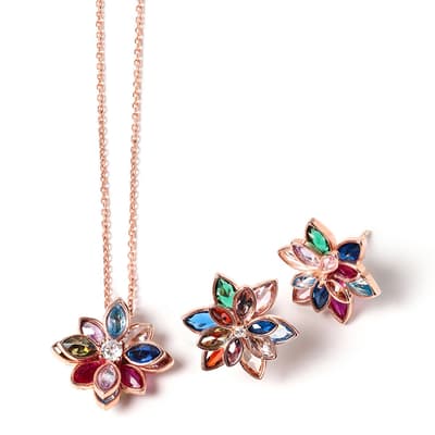 Multi Flower Necklace & Earring Set