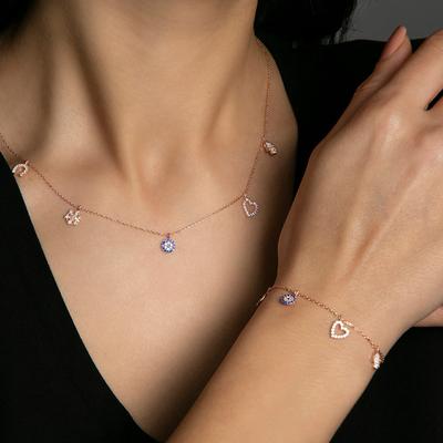 Rose Gold Charm Necklace & Bracelet Set