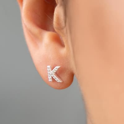 Silver "K" Earring