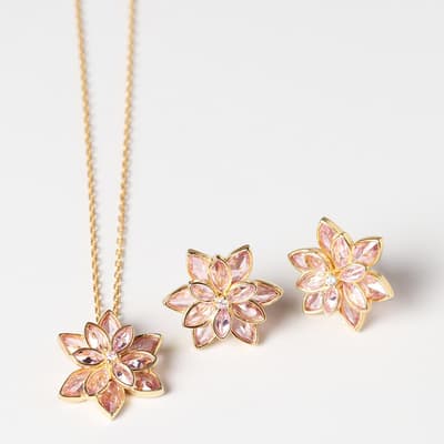 Rose Gold Flower Necklace & Earring Set