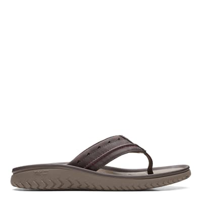 Brown Leather Wesley Post Sandals