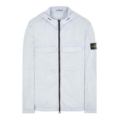 Light Blue Garment Dyed Cotton Overshirt