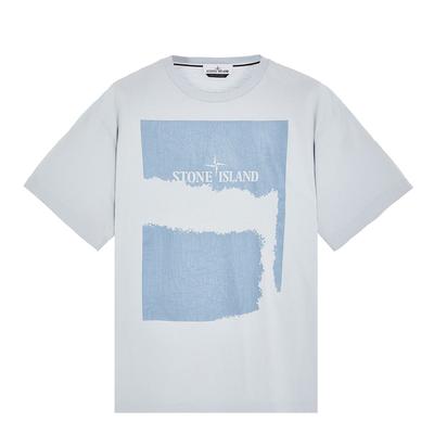 Pale Blue ′Scratch Paint Two′ Cotton T-Shirt