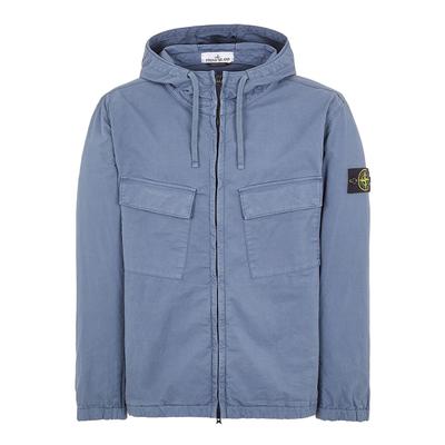 Blue Twill Stretch Cotton Blend Jacket