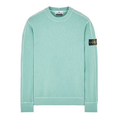 Turquoise Garment Dyed Cotton Sweatshirt