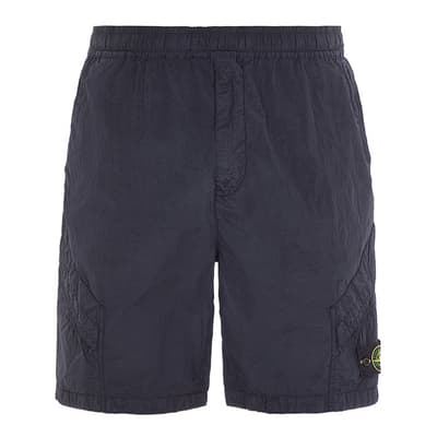 Navy Nylon Cargo Bermuda Shorts