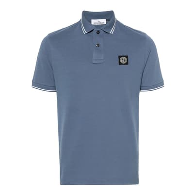 Blue Stretch Pique Polo Shirt