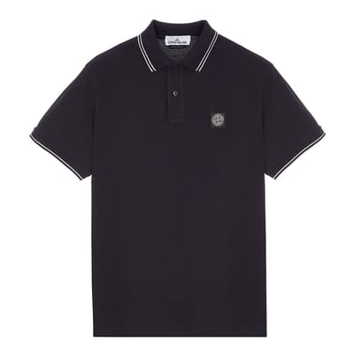Black Stretch Pique Polo Shirt