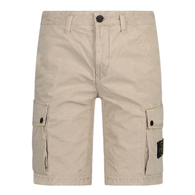 Beige Garment Dyed Shorts