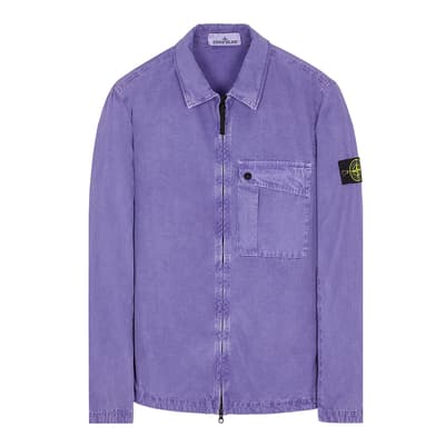 Purple Garment Dyed Cotton Overshirt