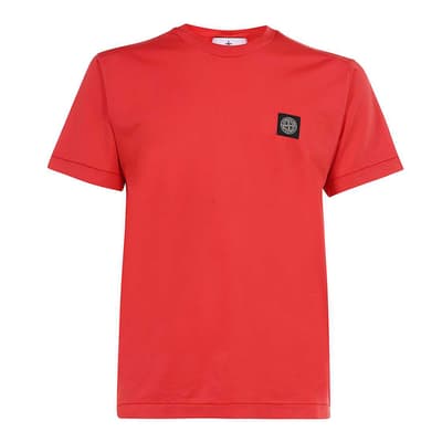Red Square Logo Cotton T-Shirt