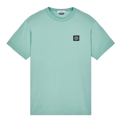 Turquoise Square Logo Cotton T-Shirt