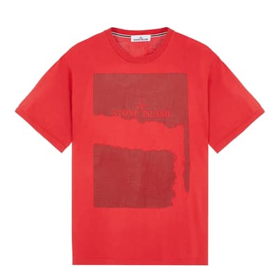 Red ′Scratch Paint Two′ Cotton T-Shirt