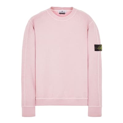 Pale Pink Garment Dyed Cotton Sweatshirt