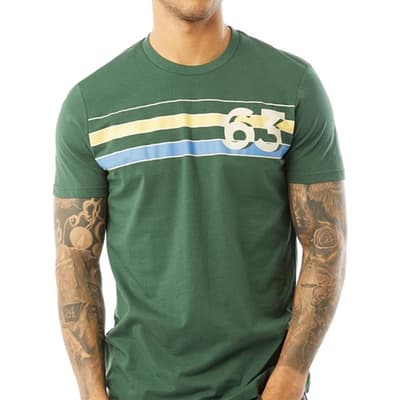 Green Cotton Retro Print T-Shirt