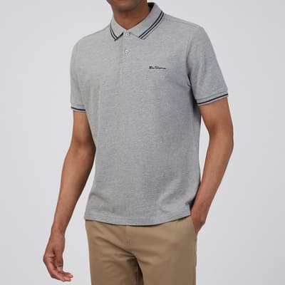 Grey Cotton Twin Tipped Polo