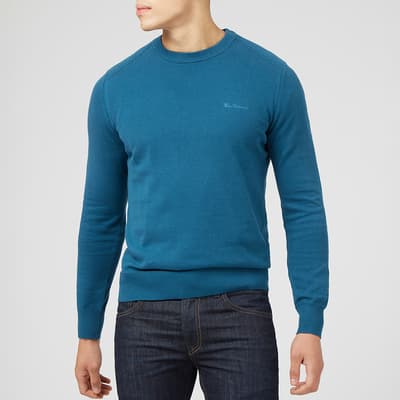Blue Cotton Knit Sweatshirt