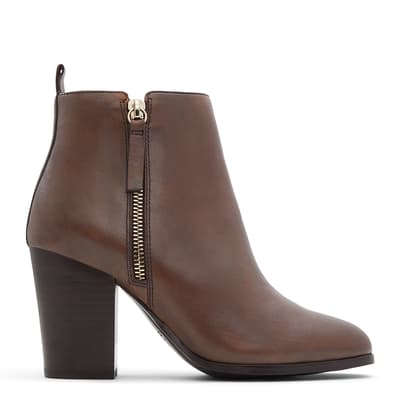 Brown Noemieflex Leather Heeled Ankle Boots