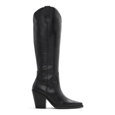 Black Nevada Leather Knee High Boots