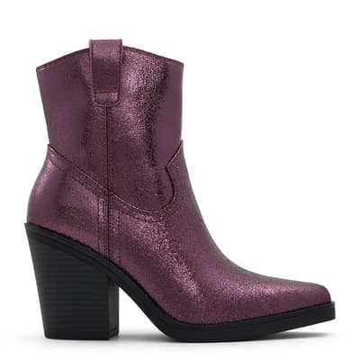 Pink Reva Leather Heeled Ankle Boots