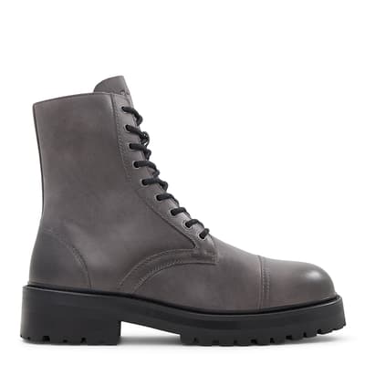 Dark Grey Northfield Leather Lace Up Boots