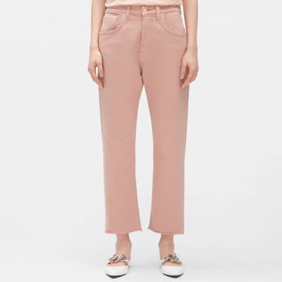 Pink Slouchy Cropped Stretch Jeans
