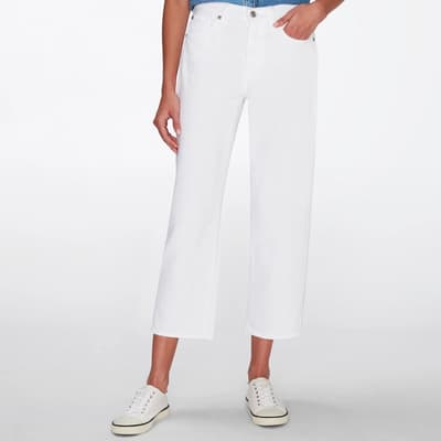 White Modern Straight Stretch Jeans