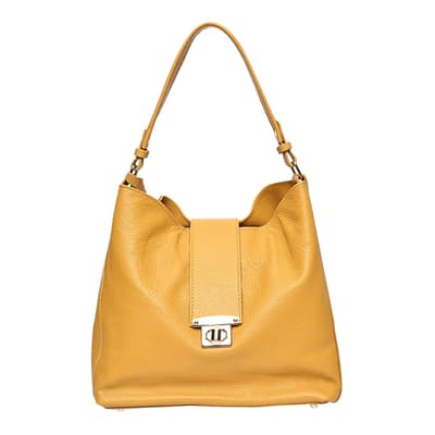 Yellow Italian Leather Top Handle Bag