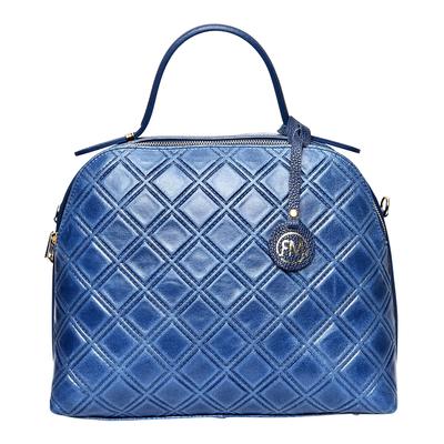 Blue Italian Leather Handbag