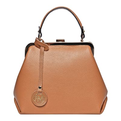 Brown Italian Leather Top Handle/Crossbody Bag
