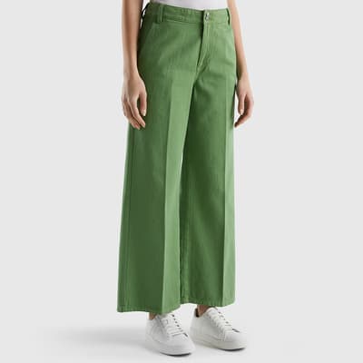 Green Wide Leg Cotton Jeans