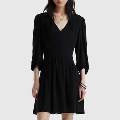 Black V Neck Mini Dress