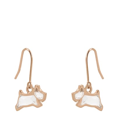 18ct Rose Gold Plated Sterling Silver Clear Stone Jumping Dog Earrings