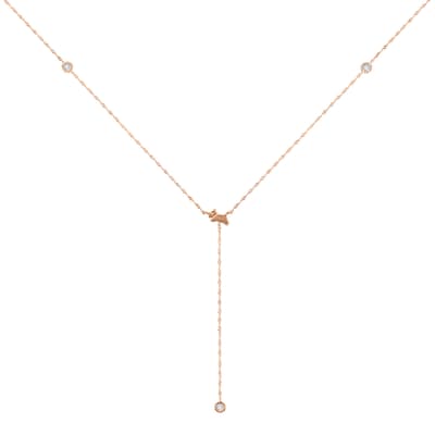 18ct Rose Gold Plated Stone Set Lariot Jumping Dog Necklace