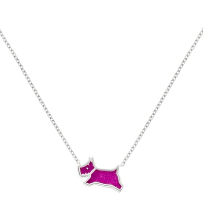 Sterling Silver Pink Coloured Resin Jumping Dog Necklace