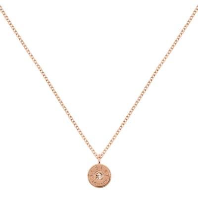 18ct Rose Gold Plated Sterling Silver Diamond Disc Necklace
