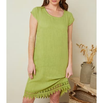 Light Green Linen Midi Dress
