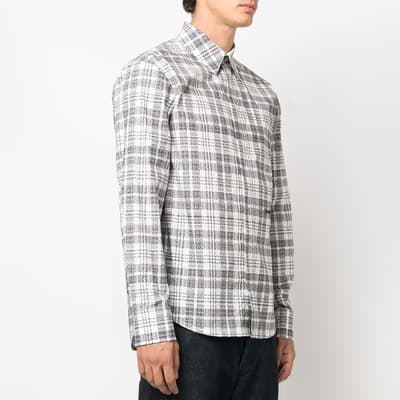 Grey Check Printed Cotton Shirt