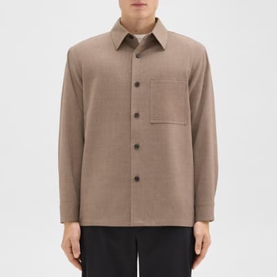 Light Brown Clyfford Wool Blend Shirt