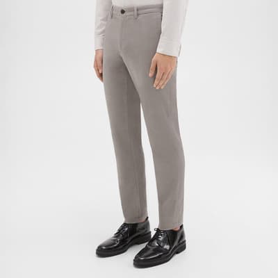 Grey Zaine Stretch Cotton Blend Trousers
