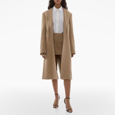 Camel Tailored Wool Blend Coat