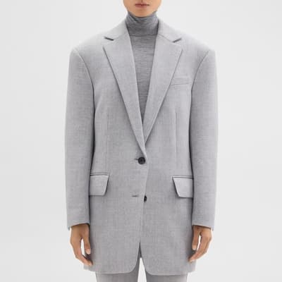 Grey Boxy Oversized Wool Jacket