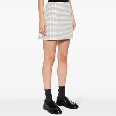 White Check Wool Mini Skirt