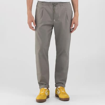 Grey Twill Cotton Blend Joggers