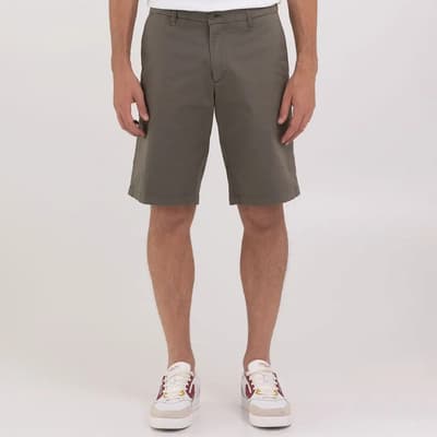 Khaki Cotton Blend Chino Shorts