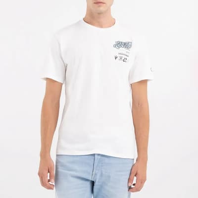 White Back Logo Design Cotton T-Shirt