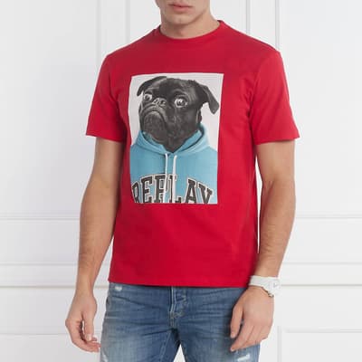 Red Pug Logo Cotton T-Shirt